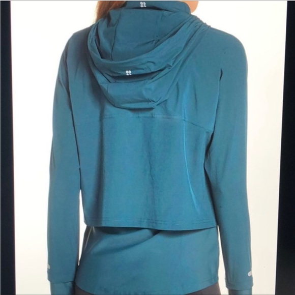 Sweaty Betty Women’s XL Fast Track Jacket Windbreaker Blue Hooded EUC - Picture 3 of 16